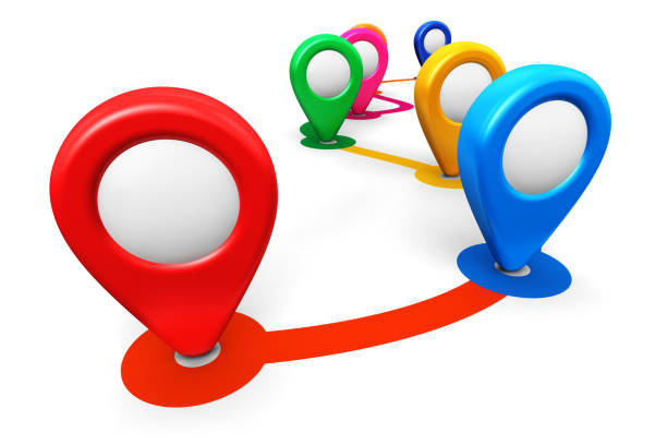 istock Color route with map location markers 1066170036