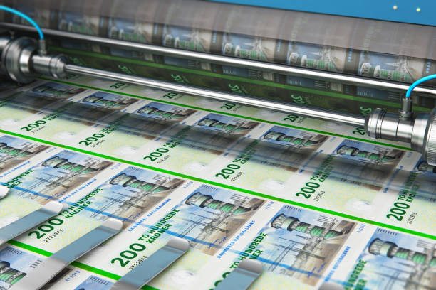 распечатать200 dk датские кроны деньги банкноты - danish currency стоковые фото и изображения