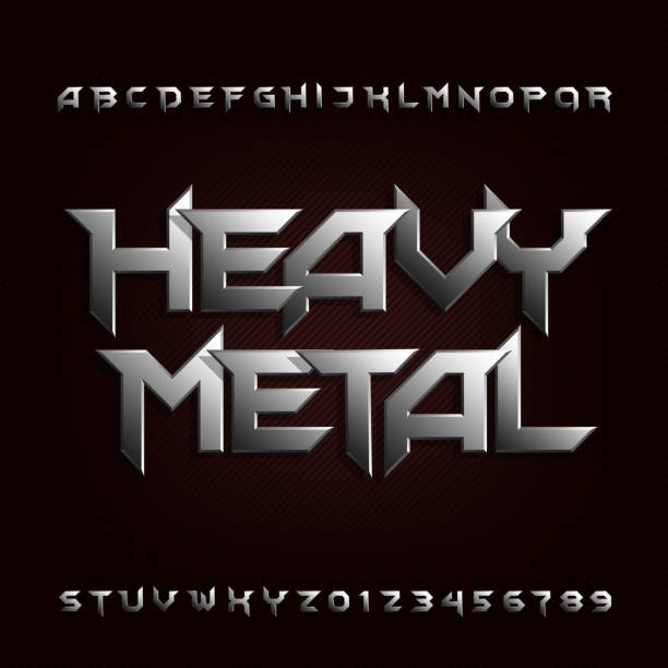 Heavy metal alphabet font. Chrome beveled letters and numbers. Heavy metal alphabet font. Chrome beveled letters and numbers. Stock vector typescript for your design. heavy metal stock illustrations