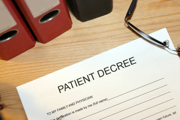 istock Blank form of a patient decree on a desk 1066179450