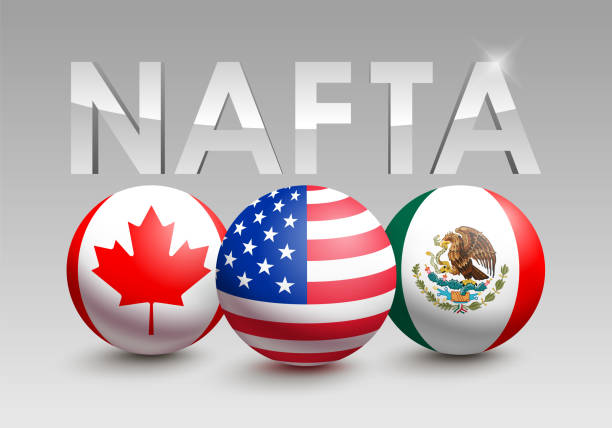 istock Flags of NAFTA Countries Canada, USA and Mexico 1066179726