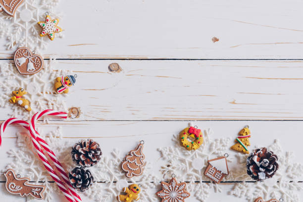 istock Christmas background and christmas decoration presents concept, top view with copy space. 1066185462
