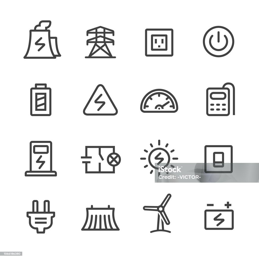 Set de iconos electricidad - serie - arte vectorial de Ícono libre de derechos