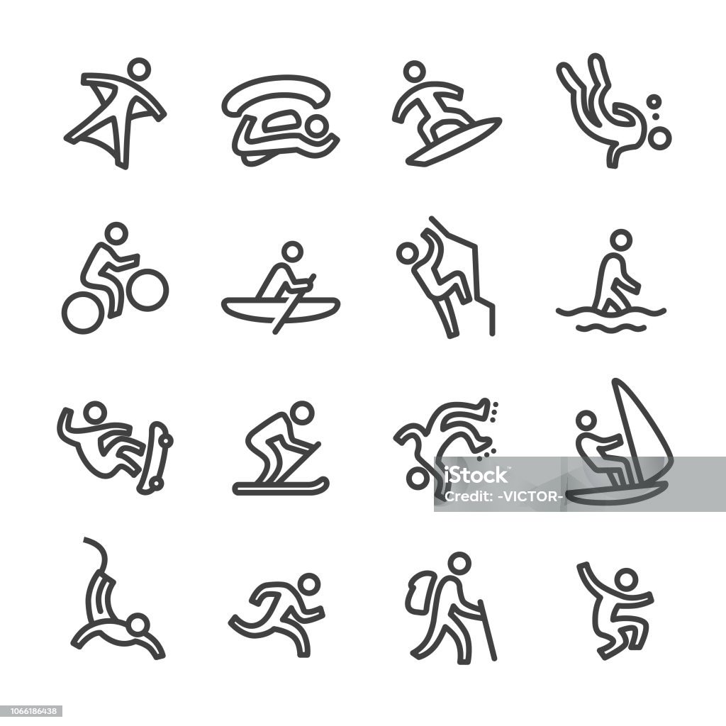 Extreme Sports Icons - Line Series Extreme Sports, Icon Symbol stock vector