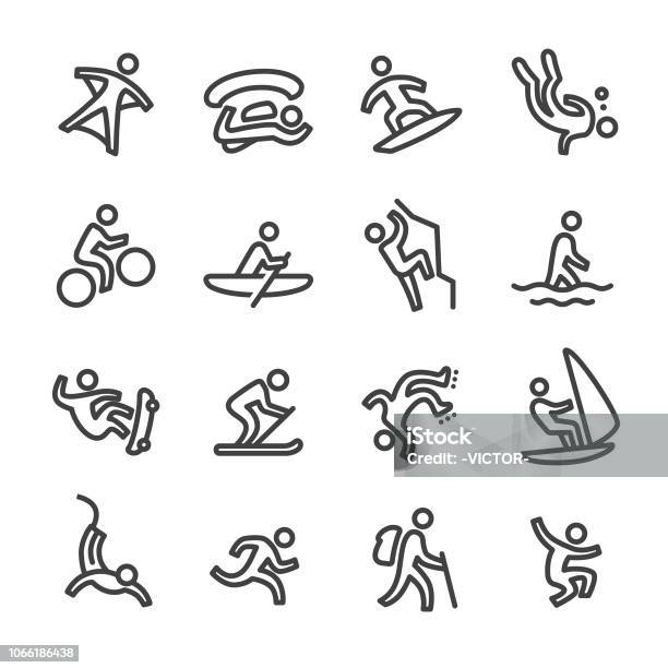 Extreme Sports Icons Line Series Stock Illustration - Download Image Now - Icon Symbol, Skydiving, Free Running