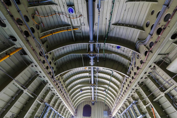 istock Cargo compartment of transport universal military helicopter MI-26 1066187532