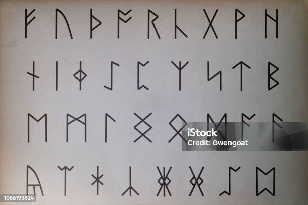 Anglosaxon Runes Printed On Paper Stock Photo - Download Image Now - Runes, Anglo-Saxon, Viking