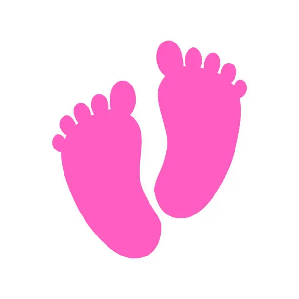 Vector illustration of Baby footprints icon - stock vector