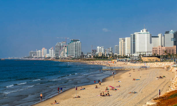 istock Modern Tel Aviv skyline Israel, beach view from Yafo 1066194660