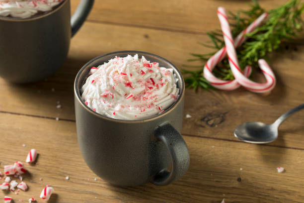Sweet Peppermint Hot Coffee Sweet Peppermint Hot Coffee Mocha with Whipped Cream mocha stock pictures, royalty-free photos & images