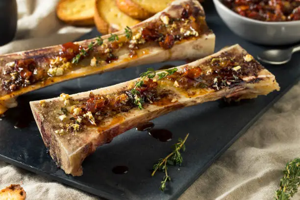 Homemade Roasted Beef Bone Marrow with Thyme and Lemon