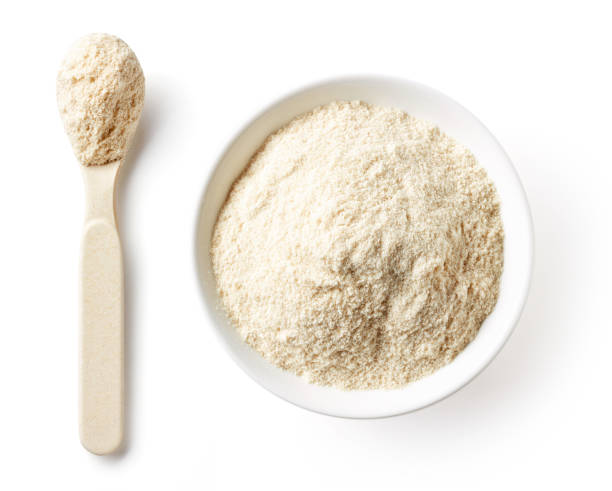 istock Oat porridge powder isolated on white, from above 1066199728