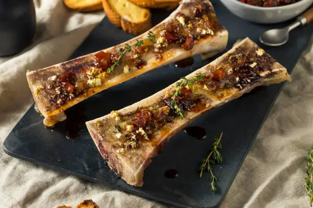 Homemade Roasted Beef Bone Marrow with Thyme and Lemon