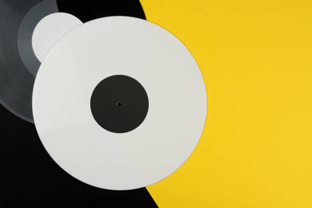 istock top view of a white and a black long play vinyl record 1066209984