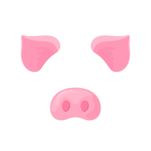 Pig's snout and ears. Carnival mask for the New Year 2019 on a white background. Pig's snout and ears. Carnival mask for the New Year 2019 on a white background pig stock illustrations