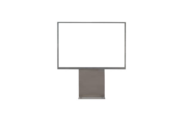 istock blank billboard stainless steel white LED screen horizontal outstanding isolated on white background with clipping path for design display advertisement text template promotion new brand at outdoor. 1066211384