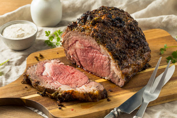 Roasted Boneless Prime Beef Rib Roast Roasted Boneless Prime Beef Rib Roast Ready to Eat roasted stock pictures, royalty-free photos & images