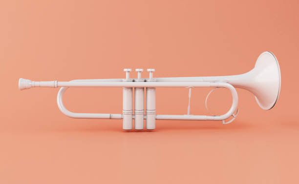 3d biała trąbka - trumpet jazz bugle brass instrument zdjęcia i obrazy z banku zdjęć
