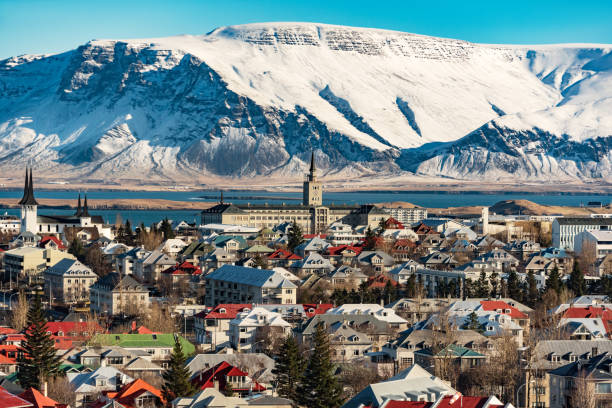 istock panoramic view of reykjavik at wintertime, iceland 1066237030