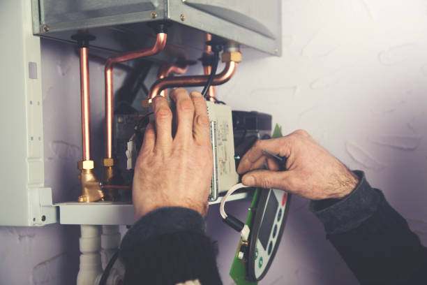 istock Man engineer and gas heater 1066245758