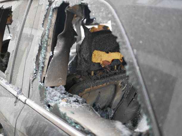 istock Front seat of a burnt down car 1066245910