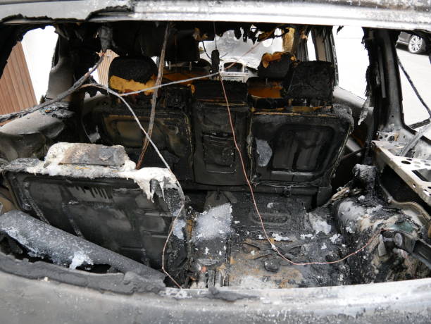 istock Trunk interior of a burnt down car 1066245952