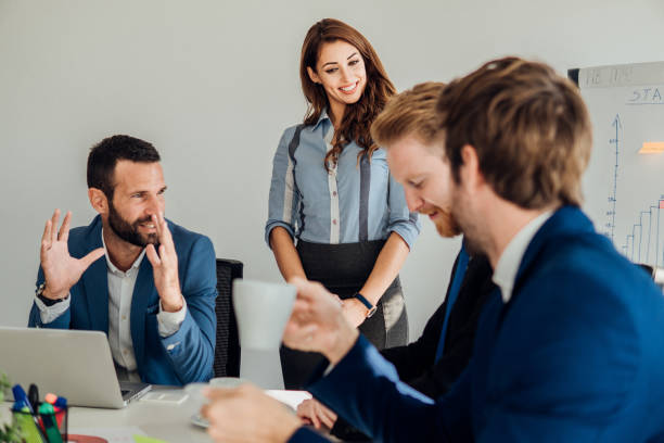 istock Young business man with coworkers 1066248620