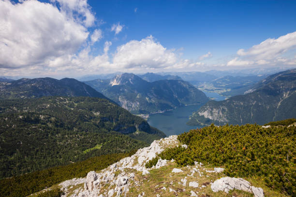 istock Panoramic view of Hallstatt lake and Alp mountain 1066249086