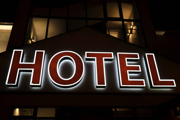 istock Hotel sign at night 1066254388