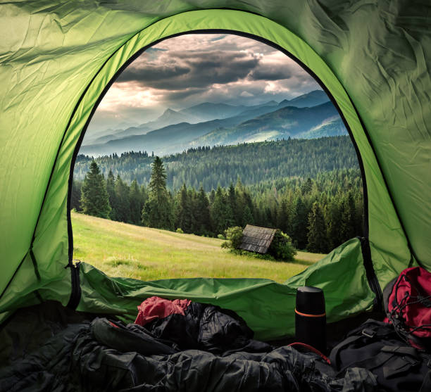 istock View from tent to green valley in Tatra mountains 1066264374