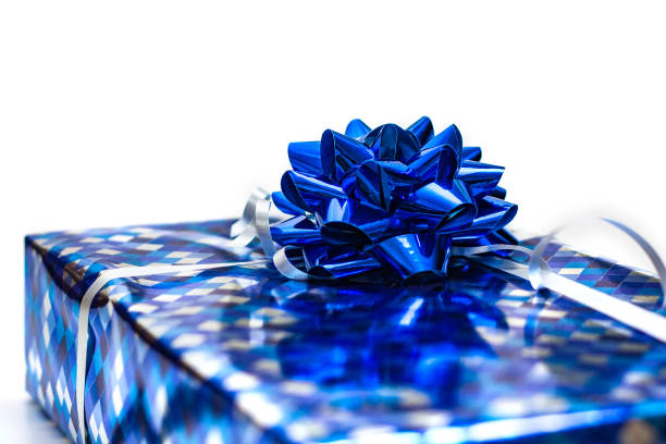 istock blue gift box with ribbon, gift wrapping 1066269456