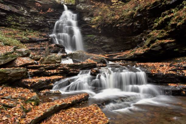istock fall waterfalls at rickett's glen 1066270960
