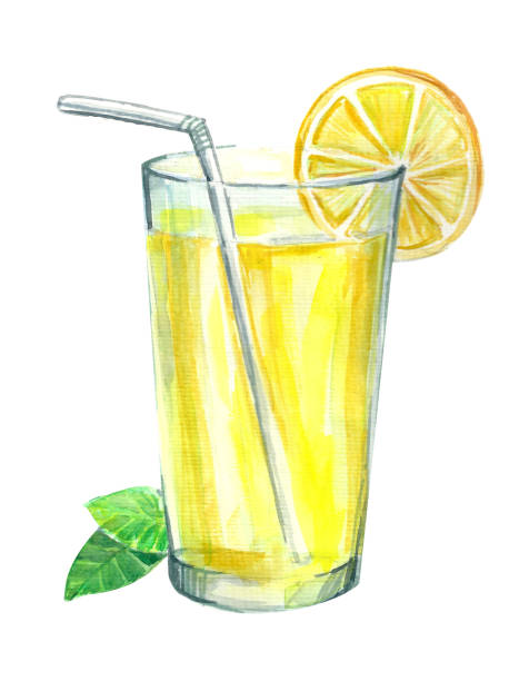 limonade mit zitrone und minze. bild eines getränks. - zitronenlimonade stock-grafiken, -clipart, -cartoons und -symbole