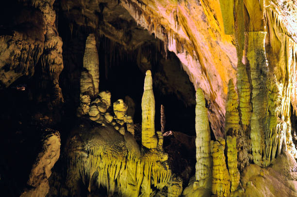 Beautiful view of Dim Magarasi cave in Turkey. stock photo