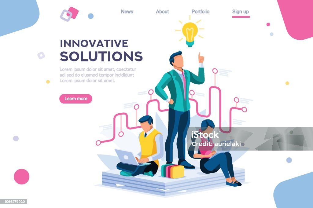 Creative Answer Cartoon Concept Wonder creative answer, cartoon exclamation, communication. Search for confused idea or problem doubt solution. Clever think. Project for application alert concept with character isometric flat vector Solution stock vector