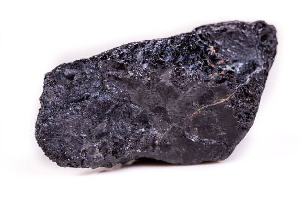 istock Macro mineral stone sorrel - black tourmaline on white background 1066282710