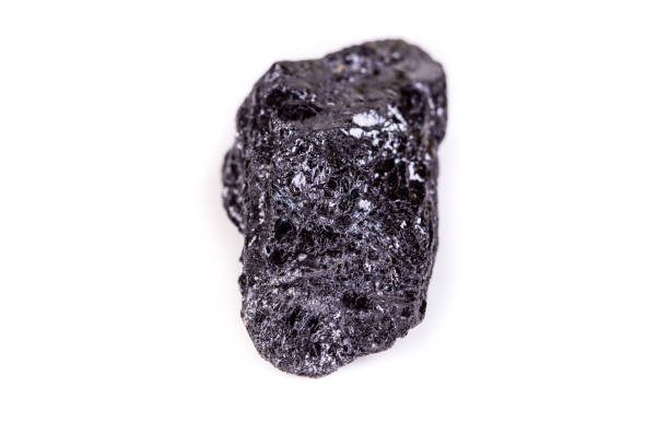 istock Macro mineral stone sorrel - black tourmaline on white background 1066283006