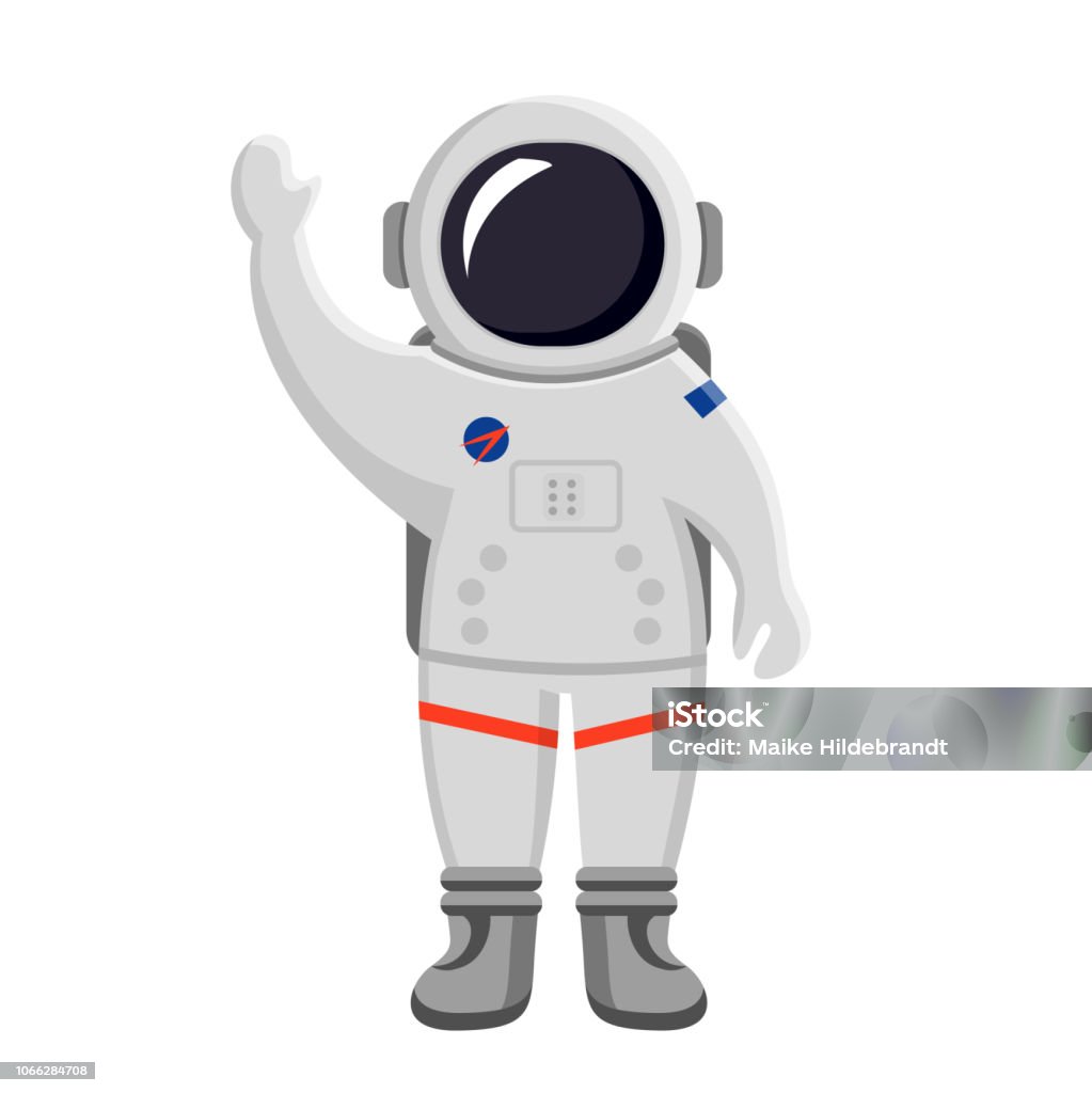 astronaut flat design isolated on white background astronaut waving his hand icon Astronaut stock vector