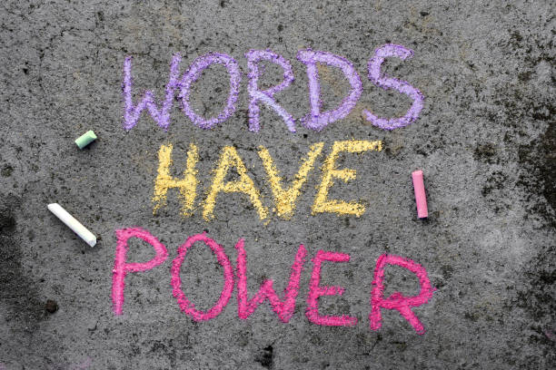 istock Colorful chalk drawing on asphalt: text WORDS HAVE POWER 1066286018