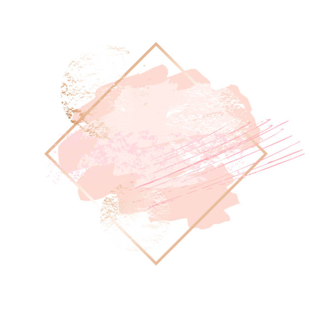 ilustrações de stock, clip art, desenhos animados e ícones de golden pink art frames. beauty identity elegant style. hand drawn vector. - stroke paint circle stroking