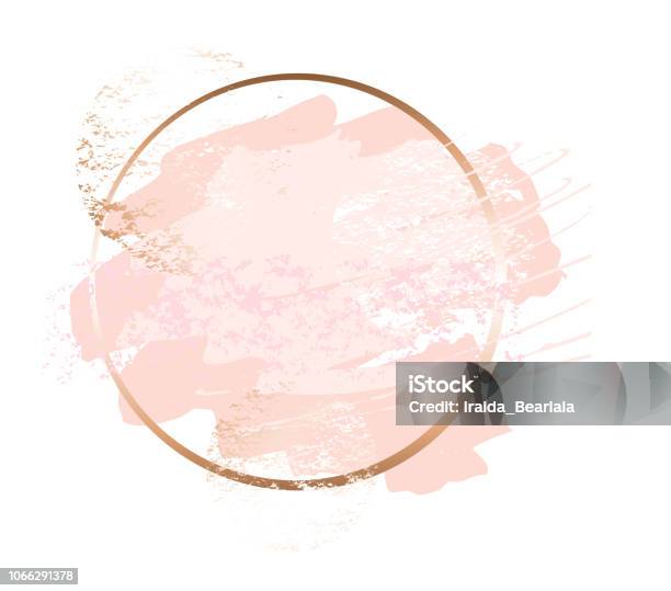 Golden Pink Art Frames Beauty Identity Elegant Style Hand Drawn Vector Stock Illustration - Download Image Now