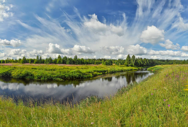 istock Partly cloudy on a Sunny day on the river Bank. 1066291668