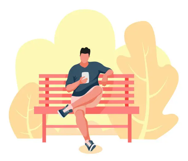 Vector illustration of man sitting on a bench