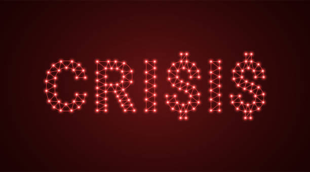 istock Inscription of Crisis with neon lamps. Vector text 1066298144