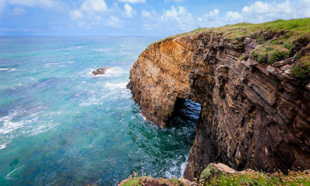 istock Landscape of sea, cliff blue sky with clouds. 1066298506