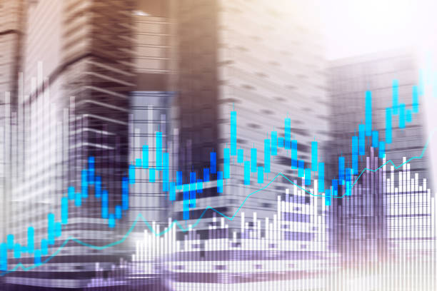 istock Stock trading candlestick chart and diagrams on blurred office center background. 1066310724