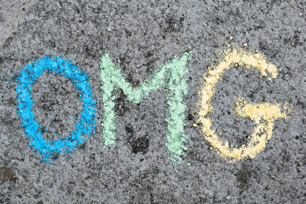 istock Colorful chalk drawing on asphalt: word OMG 1066312468