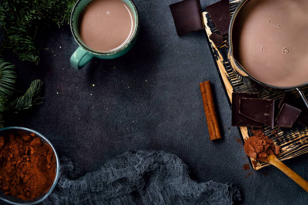 istock Top view of hot chocolate on dark background 1066318262