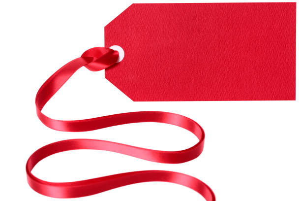 istock Red gift tag label with ribbon isolated 1066318338