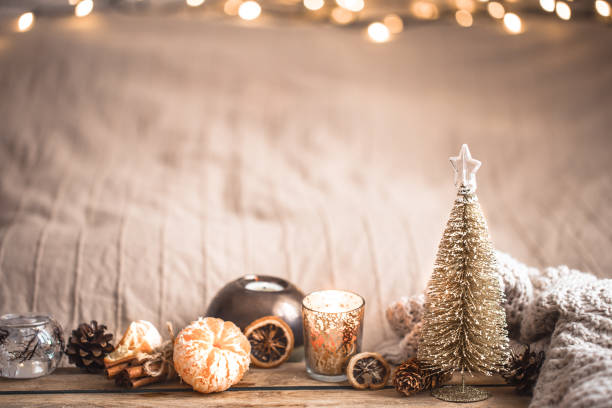 istock Festive Christmas cozy atmosphere with home decor 1066328546